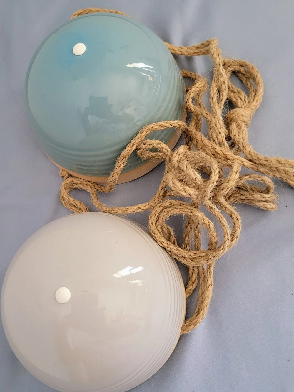 Handmade Ceramic Hanging Planter - Blue and Gray